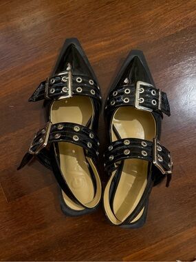 Ganni buckle flats